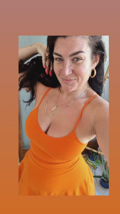Jola Pocket Skater Dress and Skirt in Tangerine