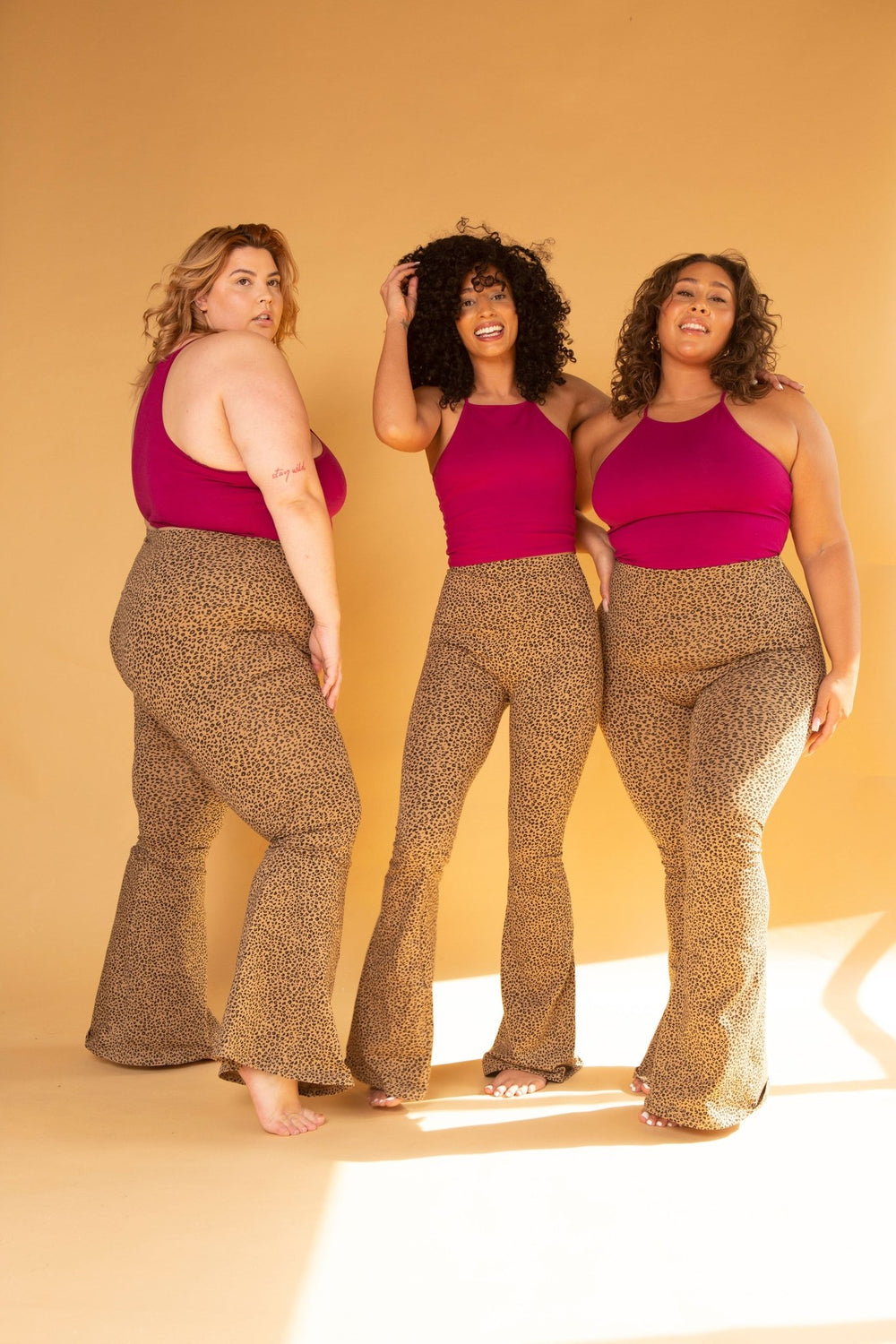 Faiza Flare Trousers in Classic Leopard - Manners London