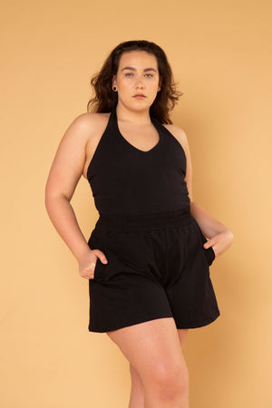 Halter Full Length Top in Black - Manners London