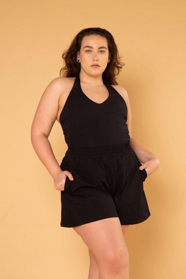 Halter Full Length Top in Black - Manners London