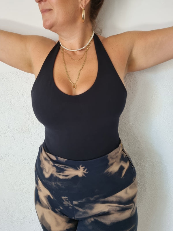 Halter Full Length Top in Black - Manners London