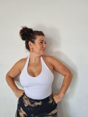 Halter full length top in White - Manners London