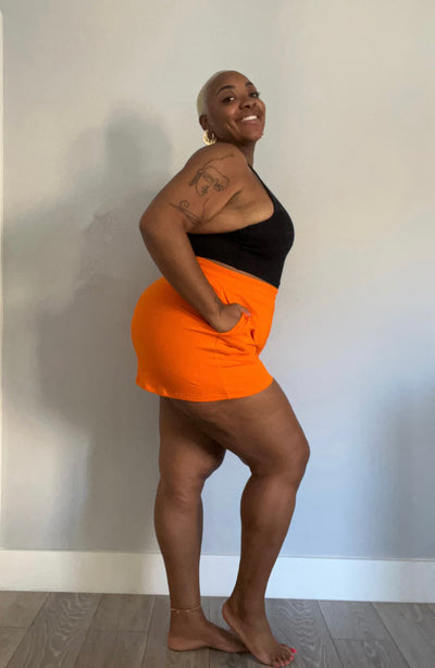 Short shorts in Tangerine