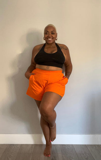 Short shorts in Tangerine