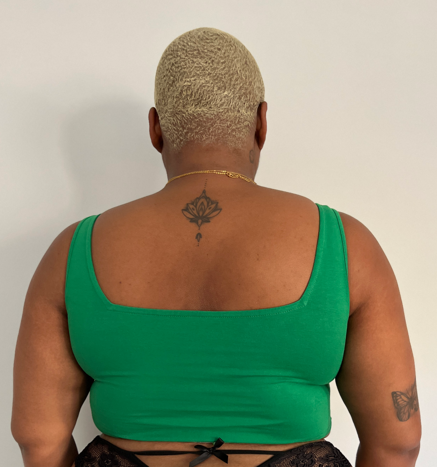 Square neck crop top in Grass Green