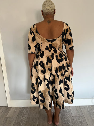 Asri x Api Dress with 3/4 length sleeves (Petit) in New Leopard