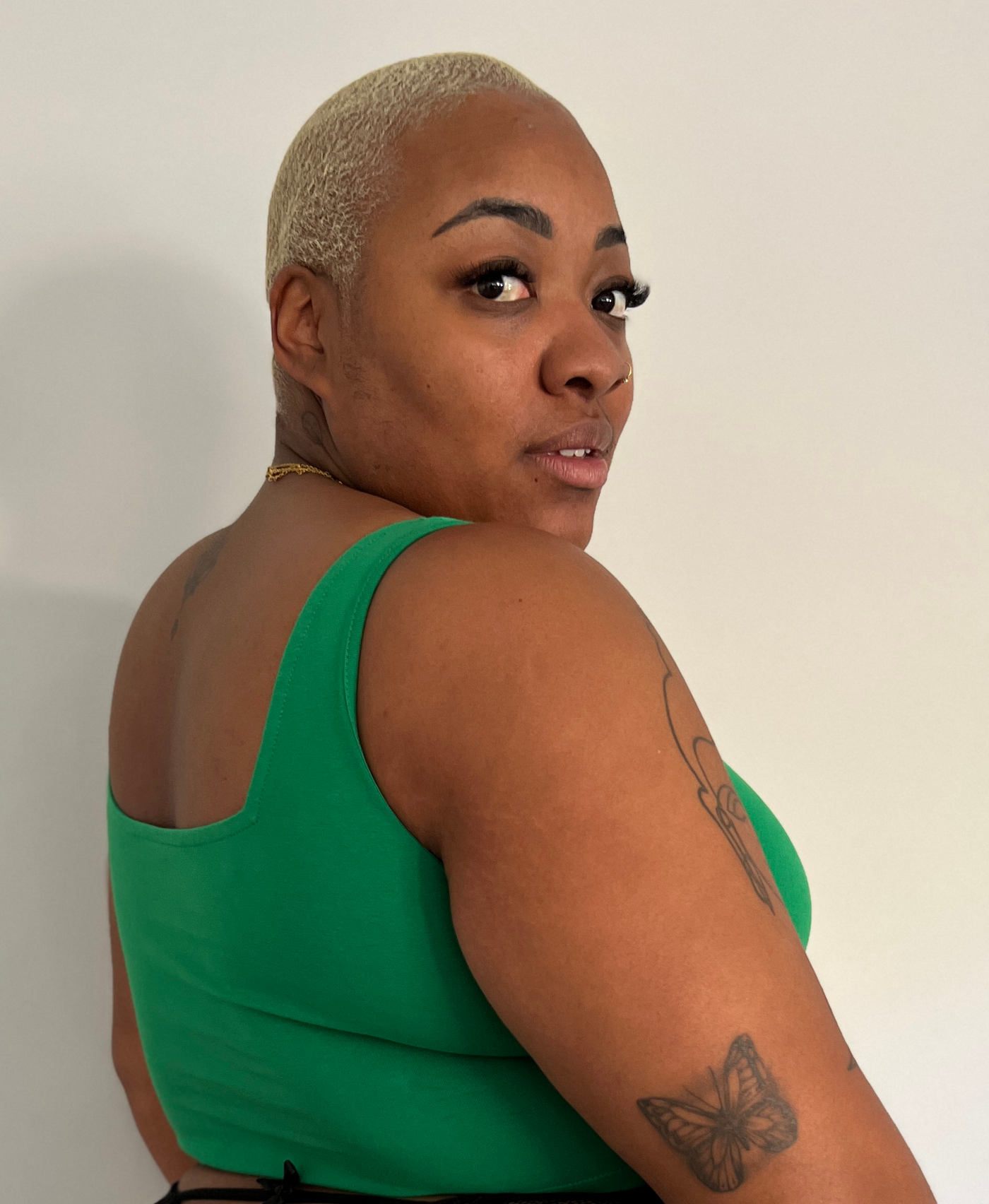 Square neck crop top in Grass Green
