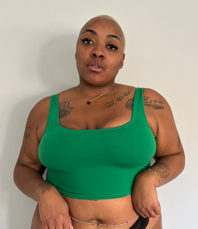 Square neck crop top in Grass Green