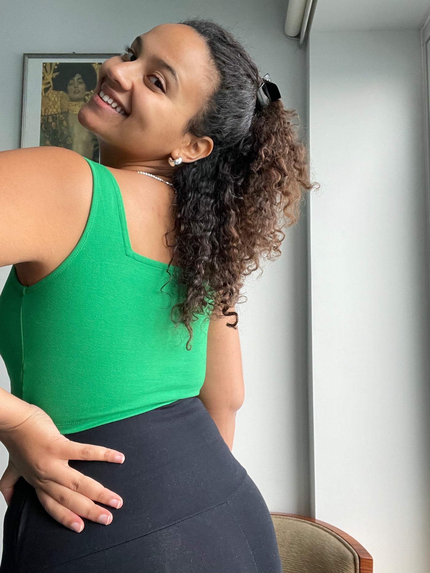 Square neck crop top in Grass Green