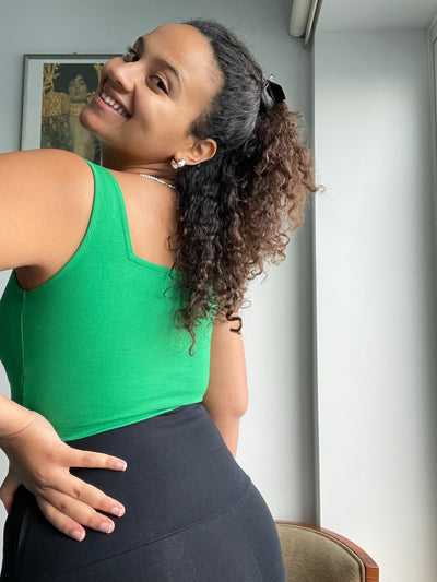 Square neck crop top in Grass Green