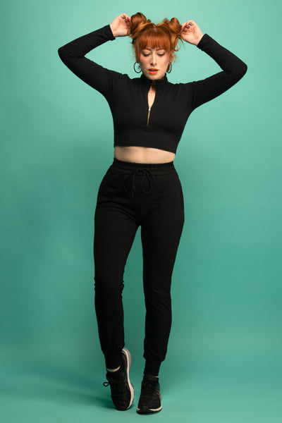 Zip Crop in Black