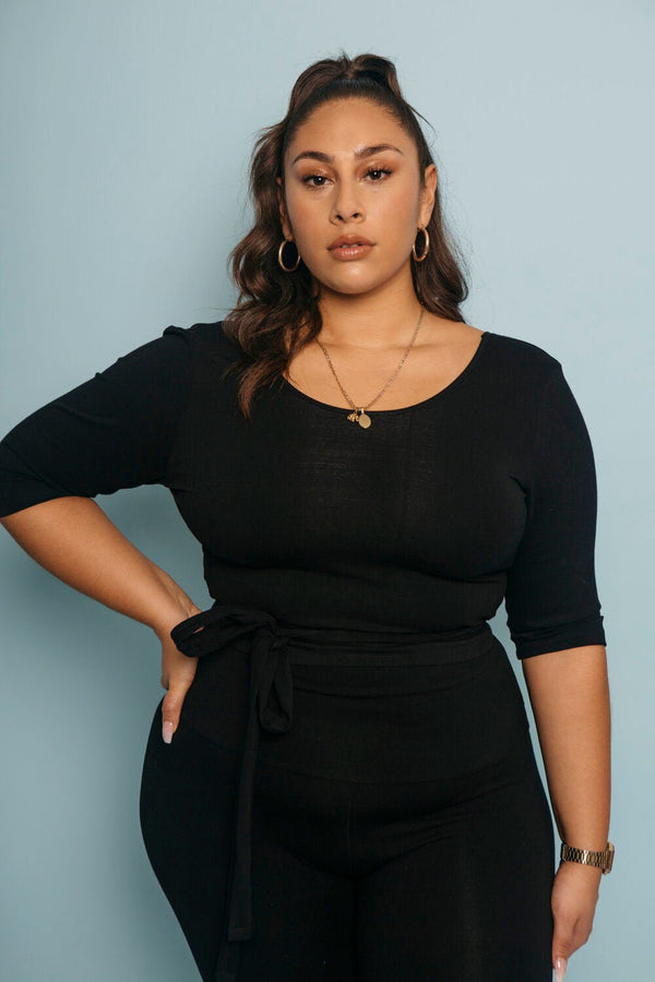 Indah Reversible Wrap Top in Black - Manners London