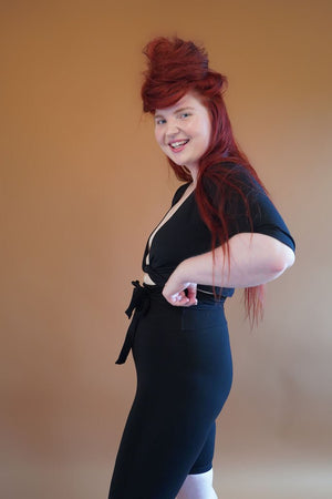 Indah Reversible Wrap Top in Black - Manners London