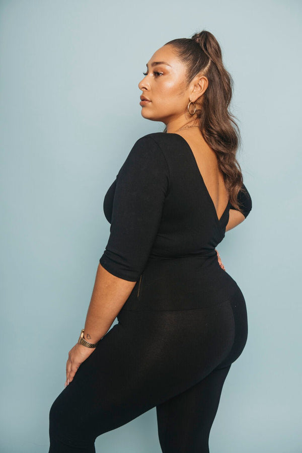 Indah Reversible Wrap Top in Black - Manners London