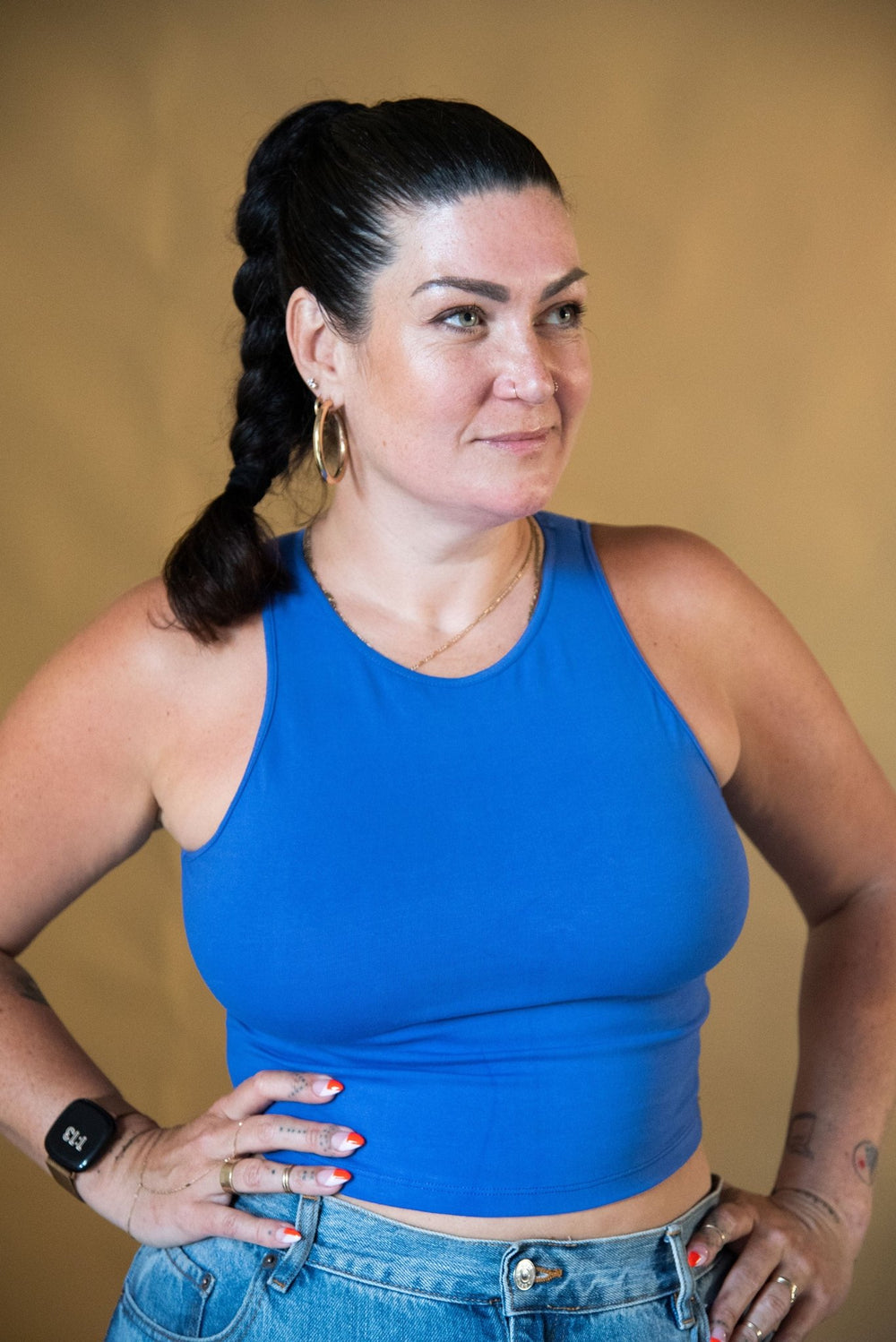 Iza Crop Vest Top in Forgetmenot - Manners London