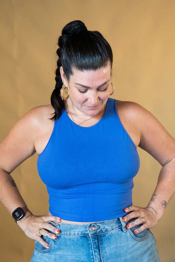 Iza Crop Vest Top in Forgetmenot - Manners London