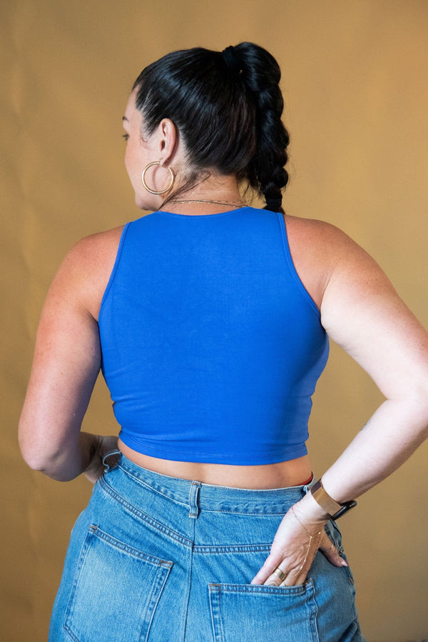 Iza Crop Vest Top in Forgetmenot - Manners London