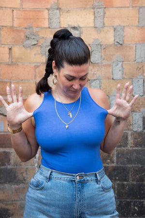 Iza Full Length Vest Top in Forgetmenot - Manners London