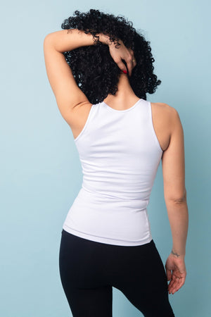 Iza Full Length Vest Top in White - Manners London