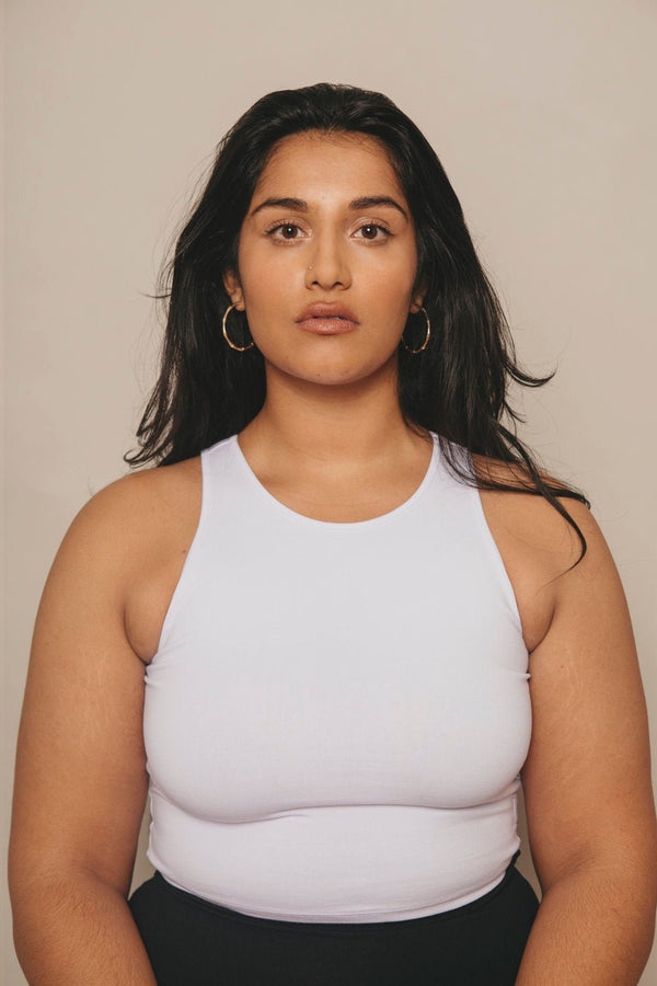 Iza Full Length Vest Top in White - Manners London