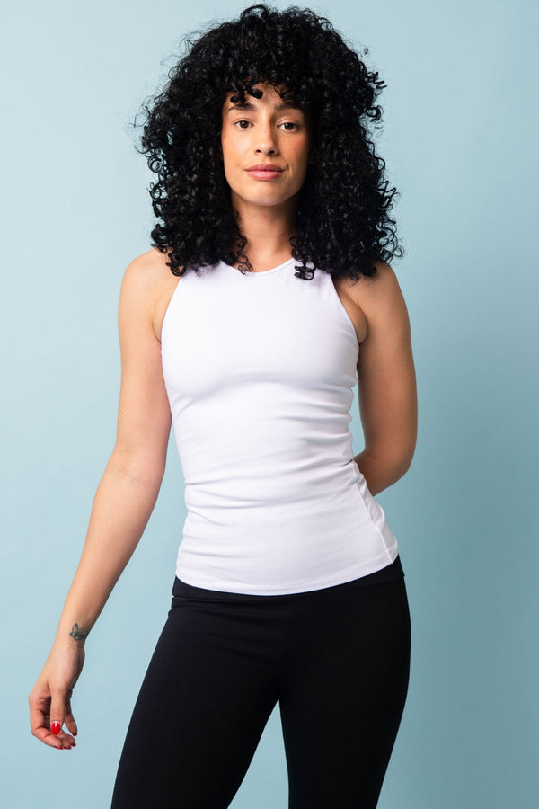 Iza Full Length Vest Top in White - Manners London