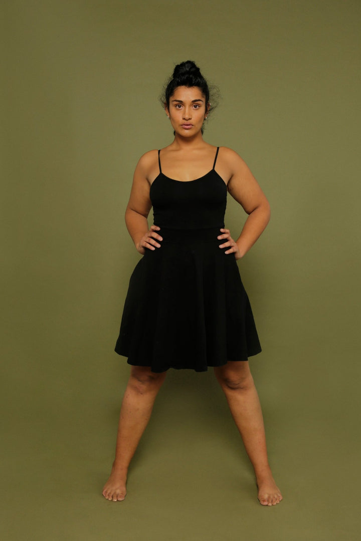 Jola Pocket Skater Mini Dress and Skirt in Black - Manners London