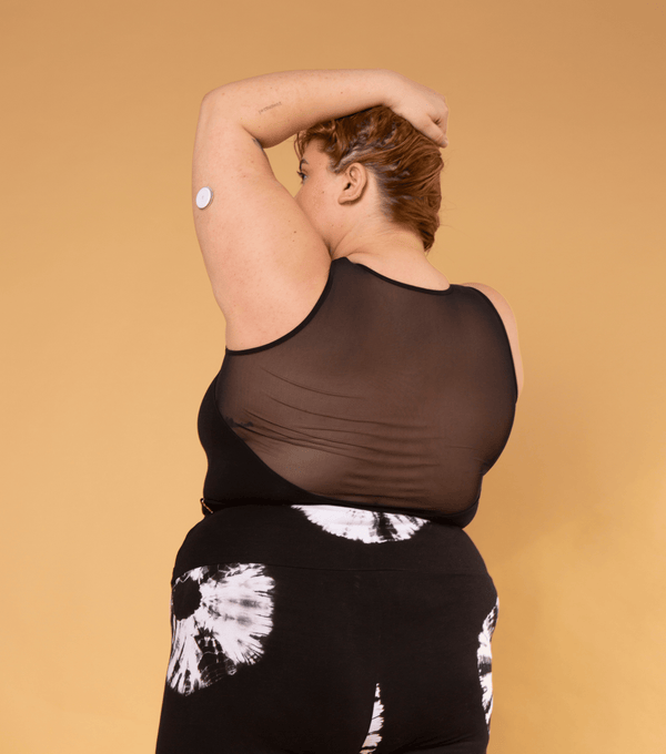 Kupu Sleeveless Bodysuit in Black and Mesh - Manners London