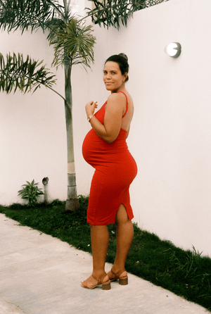 Nata Pencil Dress in Pomegranate Red - Manners London