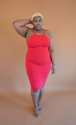 Nata Pencil Dress in Pomegranate Red - Manners London