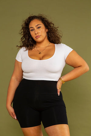 Reversible Crop Tee in White - Manners London