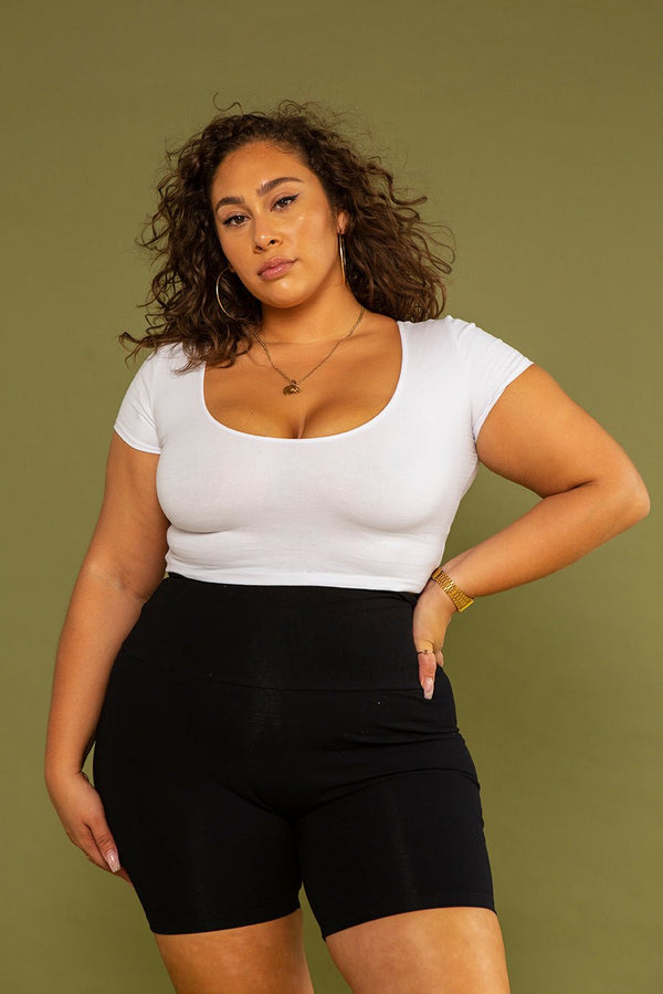 Reversible Crop Tee in White - Manners London