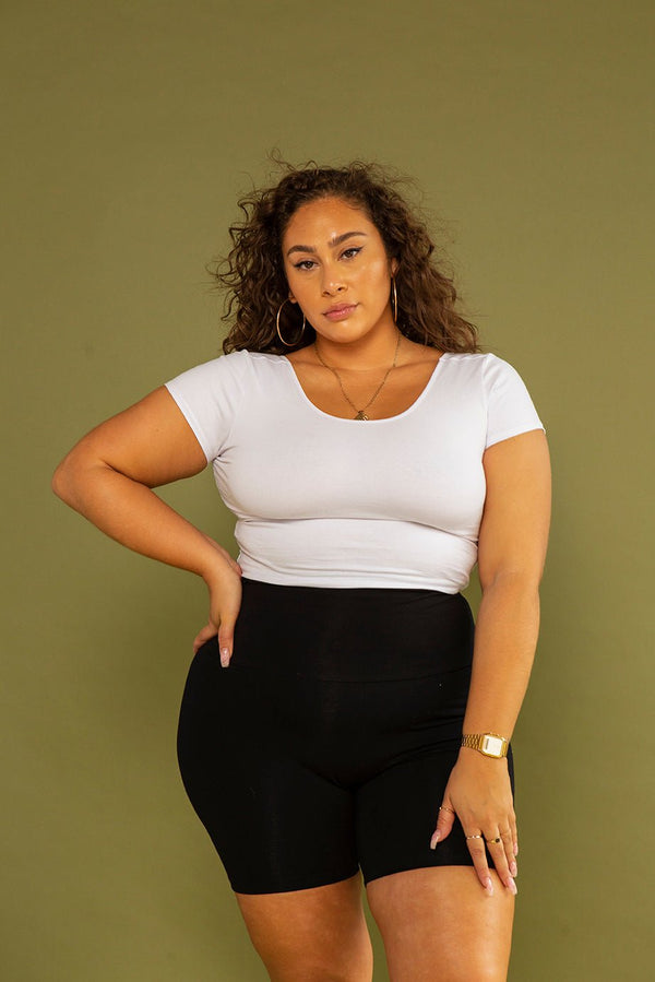 Reversible Crop Tee in White - Manners London