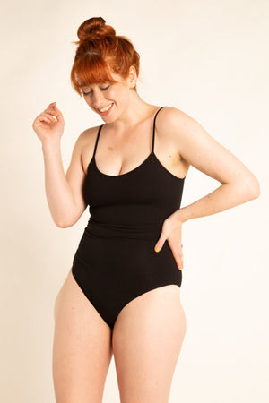 Scoop Vest Bodysuit in Black - Manners London