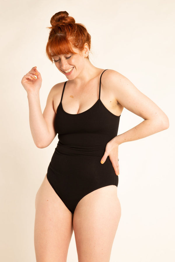 Scoop Vest Bodysuit in Black - Manners London