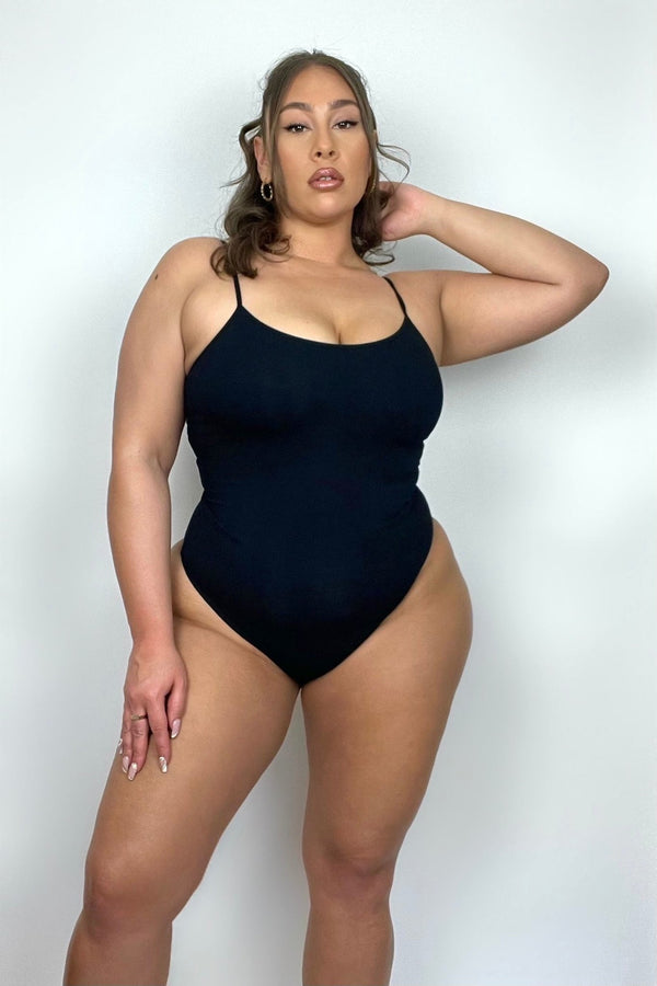 Scoop Vest Bodysuit in Black - Manners London