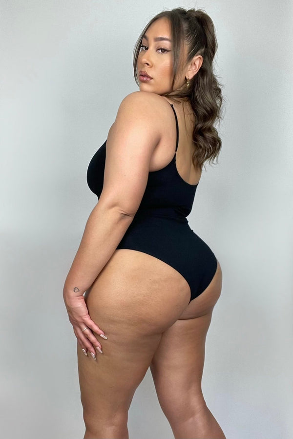 Scoop Vest Bodysuit in Black - Manners London