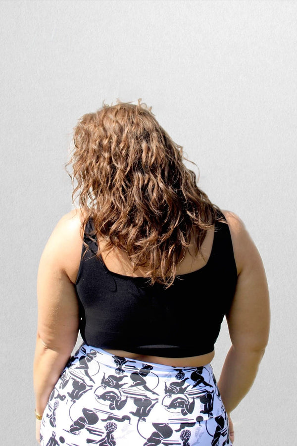 Square Neck Crop Vest in Black - Manners London