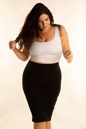 Square Neck Crop Vest in White - Manners London