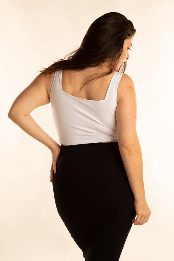 Square Neck Crop Vest in White - Manners London