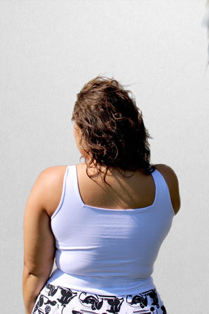 Square Neck Vest Full Length in White - Manners London