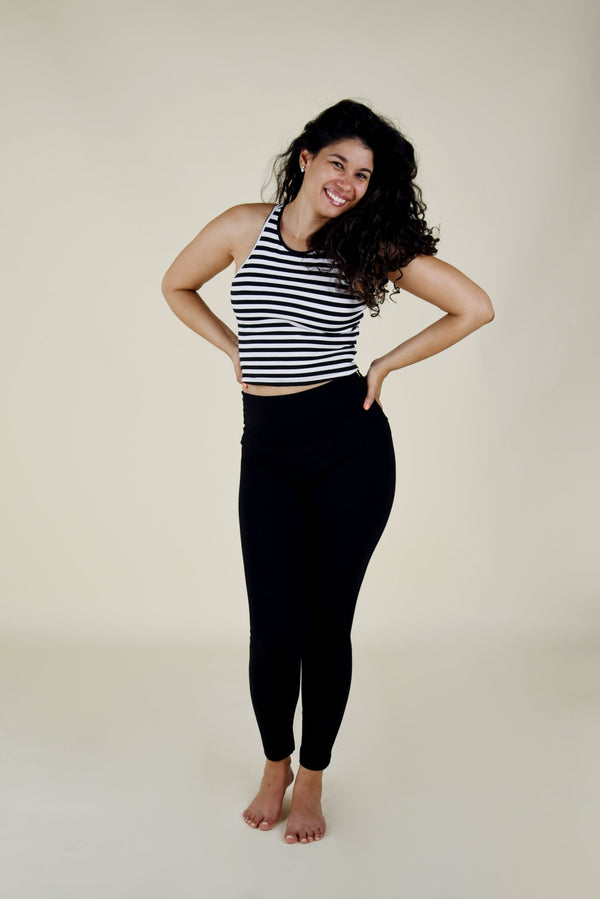 Super High Waist Tib Pant Regular in Black - Manners London