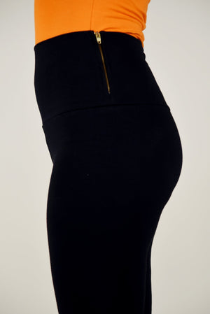 Super High Waist Tib Pant Regular in Black - Manners London