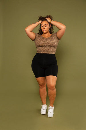 Super High Waisted Tib Cycle Shorts in Black - Manners London