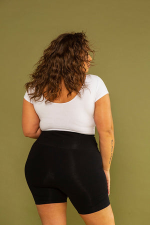 Super High Waisted Tib Cycle Shorts in Black - Manners London