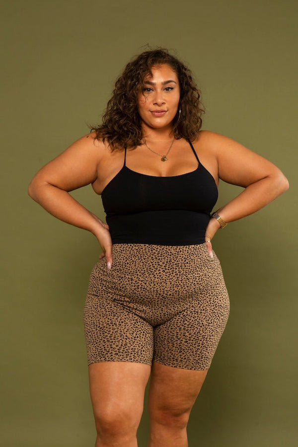 Super High Waisted Tib Cycle Shorts in Classic Leopard - Manners London