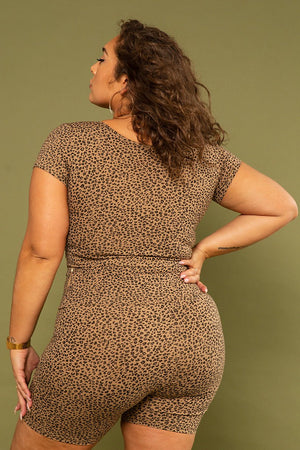 Super High Waisted Tib Cycle Shorts in Classic Leopard - Manners London